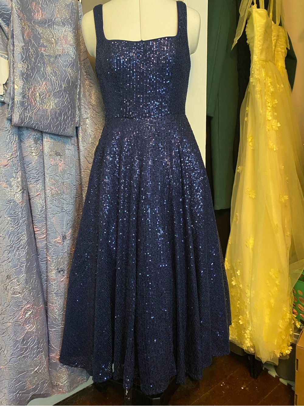 Azazie Romina Sequin Fit-and-Flare Midi Dress